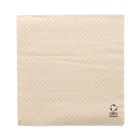 Image SERVIETTES ECOLABEL 1 PLI  23 G/M2 33x33 CM NATUREL OUATE RECYCLÉE (3000 UNITÉ) #1