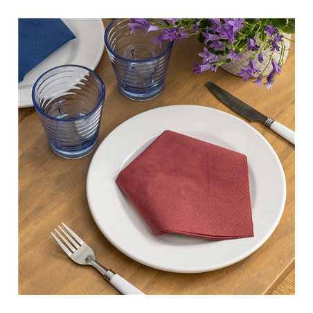 SERVIETTES ECOLABEL 2 PLIS  18 G/M2 39x39 CM BORDEAUX OUATE (1600 UNITÉ)