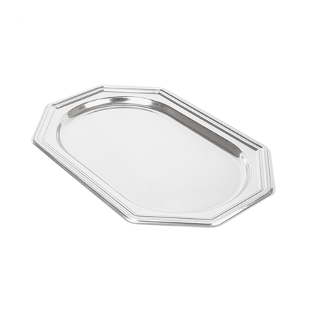 Image PLATEAUX DE LUXE OCTOGONAUX  45,5x30,5 CM ARGENTE PET (5 UNITÉ) #1