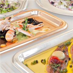 PLATEAUX DE LUXE 'LUNCH'  25x35 CM ARGENTE PET (10 UNITÉ)