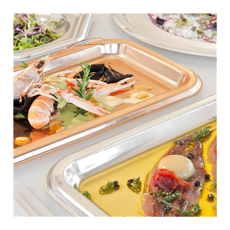 PLATEAUX DE LUXE 'LUNCH'  25x35 CM ARGENTE PET (10 UNITÉ)