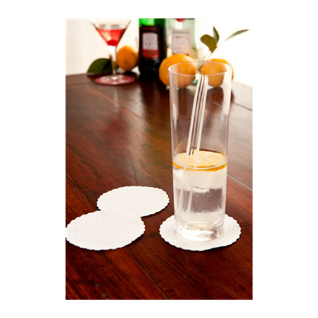 DESSOUS DE VERRE 'DENTELLE' 70 G/M2 Ø9 CM BLANC AIRLAID (3000 UNITÉ)