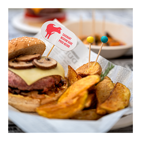 STEAK MARKER "SAIGNANT"  8 CM BLANC BOIS (100 UNITÉ)