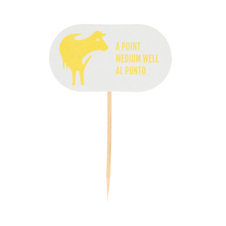 Image STEAK MARKER "À POINT"  8 CM BLANC BOIS (100 UNITÉ) #1