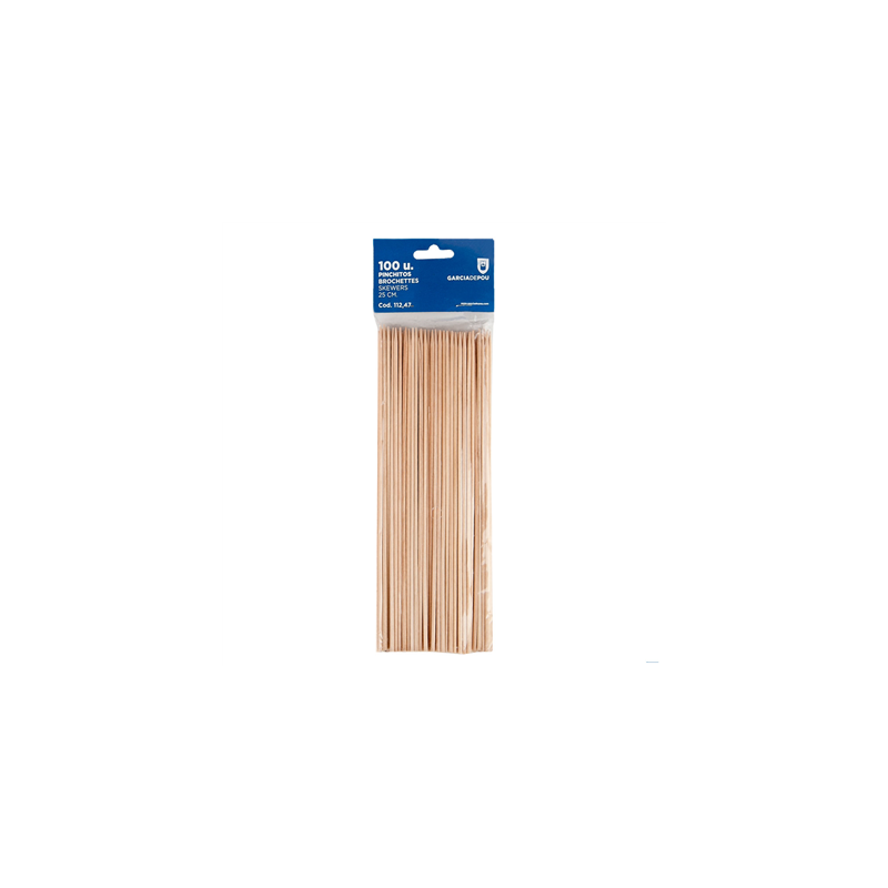 PIQUES BROCHETTES  25 CM NATUREL BOIS (100 UNITÉ)