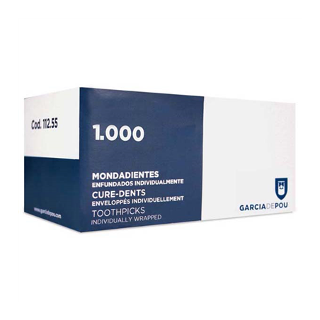 CURE-DENTS ENVELOPPÉS INDIVIDUELLEMENT  6,5 CM NATUREL BOIS (1000 UNITÉ)