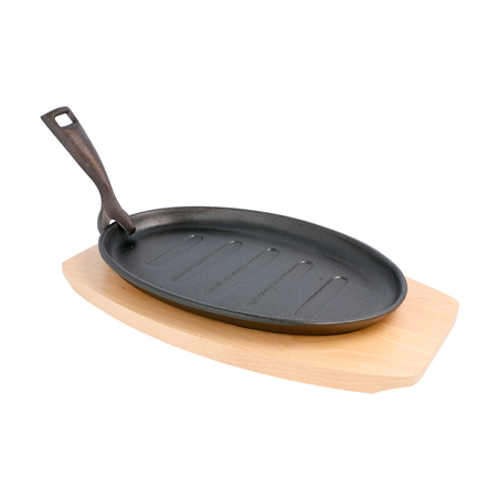 Image ASSIETTE CHAMPÊTRE OVALE + SUPPORT EN BOIS  27x18x2 CM NOIR FER (8 UNITÉ) #1