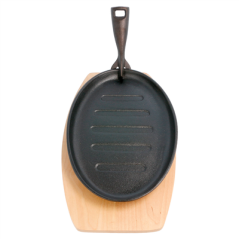 Image ASSIETTE CHAMPÊTRE OVALE + SUPPORT EN BOIS  27x18x2 CM NOIR FER (8 UNITÉ) #3