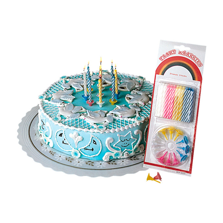 Image 24 U. BOUGIES ANNIVERSAIRE + 12 SUPPORTS  8 CM ASSORTI CIRE (1 UNITÉ) #1