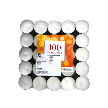 100 U. BOUGIES CHAUFFE PLATS  Ø3,8x1,6 CM BLANC PARAFFINE (1 UNITÉ)