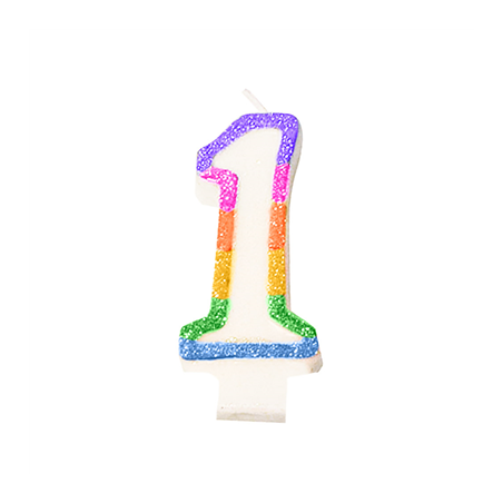 Image BOUGIES ANNIVERSAIRE N.1  9 CM BLANC CIRE (24 UNITÉ) #1