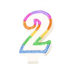 Image BOUGIES ANNIVERSAIRE N.2  9 CM BLANC CIRE (24 UNITÉ) #1