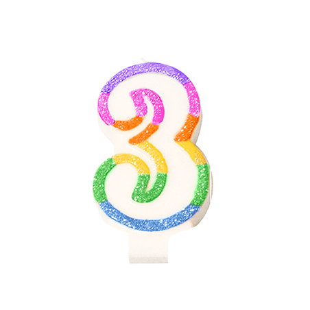 Image BOUGIES ANNIVERSAIRE N.3  9 CM BLANC CIRE (24 UNITÉ) #1