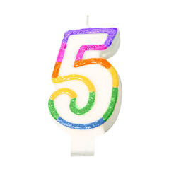 Image BOUGIES ANNIVERSAIRE N.5  9 CM BLANC CIRE (24 UNITÉ) #1