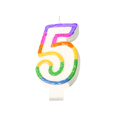 Image BOUGIES ANNIVERSAIRE N.5  9 CM BLANC CIRE (24 UNITÉ) #1