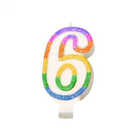 Image BOUGIES ANNIVERSAIRE N.6  9 CM BLANC CIRE (24 UNITÉ) #1