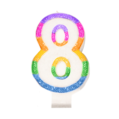 Image BOUGIES ANNIVERSAIRE N.8  9 CM BLANC CIRE (24 UNITÉ) #1