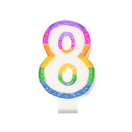 Image BOUGIES ANNIVERSAIRE N.8  9 CM BLANC CIRE (24 UNITÉ) #1