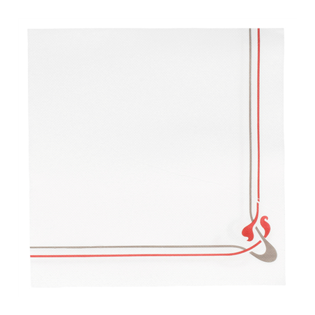 Image SERVIETTES ECOLABEL BORDEAUX & GRIS 'DOUBLE POINT - MAXIM' 18 G/M2 40x40 CM BLANC OUATE (1200 UNITÉ) #1