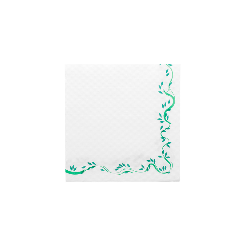 SERVIETTES ECOLABEL 'DOUBLE POINT - FLORALIA' 18 G/M2 40x40 CM BLANC OUATE (1200 UNITÉ)