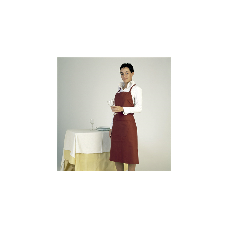 TABLIER BAVETTE + 1 POCHE  75x90 CM BORDEAUX POLYESTER (1 UNITÉ)