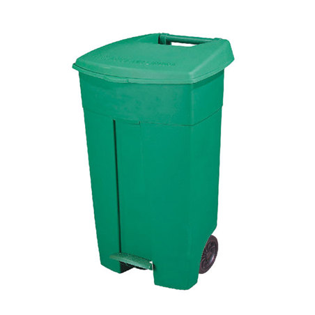 Image CONTENEUR AVEC COUVERCLE ET PÉDALE, 2 ROUES 130 L 55x37x84 CM VERT HDPE (1 UNITÉ) #1