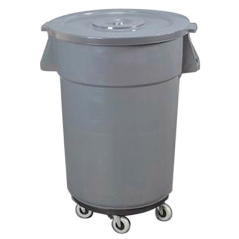 Image CONTENEUR AVEC COUVERCLE + ROUES 122 L Ø 56x69 CM GRIS PP (1 UNITÉ) #1