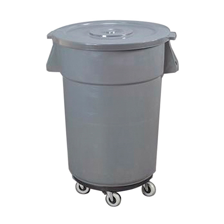 Image CONTENEUR AVEC COUVERCLE + ROUES 122 L Ø 56x69 CM GRIS PP (1 UNITÉ) #1