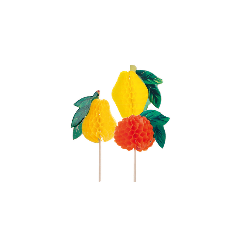DÉCORS POUR GLACES "FRUITS"  10 (h) CM ASSORTI BOIS (100 UNITÉ)