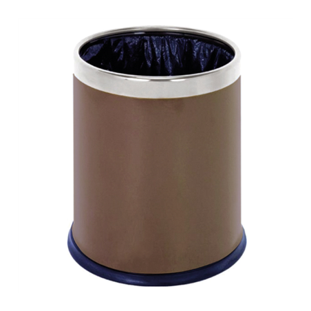 Image CORBEILLE CHAMBRES RONDE 'DELUXE' 9 L Ø 22,5x27 CM MARRON ACIER (1 UNITÉ) #1