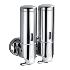 Image DISTRIBUTEUR DE LUXE GEL & SHAMPOOING 2x300 ML 13x6,5x20 CM ARGENTE INOX (1 UNITÉ) #1