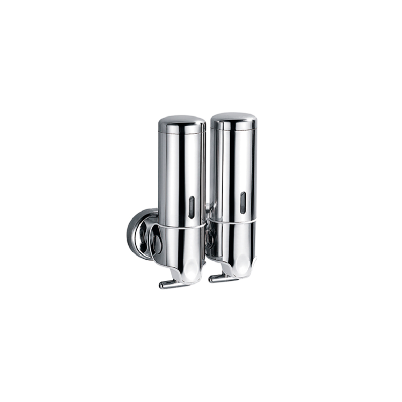 DISTRIBUTEUR DE LUXE GEL & SHAMPOOING 2x300 ML 13x6,5x20 CM ARGENTE INOX (1 UNITÉ)