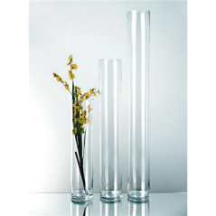 DÉCORATION GÉANTE - CYLINDRE  Ø 10x40 CM TRANSPARENT VERRE (1 UNITÉ)