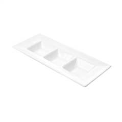 Image RECTANGLES 3 COMPARTIMENTS 26 CM BLANC PORCELAINE (6 UNITÉ) #1