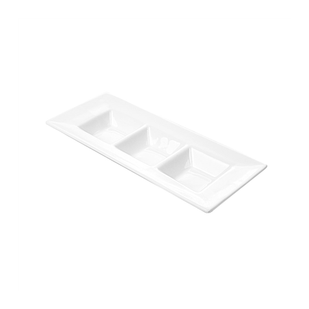 Image RECTANGLES 3 COMPARTIMENTS  26 CM BLANC PORCELAINE (6 UNITÉ) #1