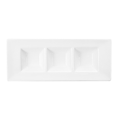 Image RECTANGLES 3 COMPARTIMENTS  26 CM BLANC PORCELAINE (6 UNITÉ) #3
