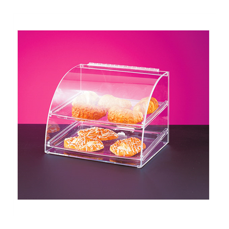 Image PRÉSENTOIR PÂTISSERIE courbé 2 NIVEAUX  40x38x41 CM TRANSPARENT ACRYLIQUE (1 UNITÉ) #1