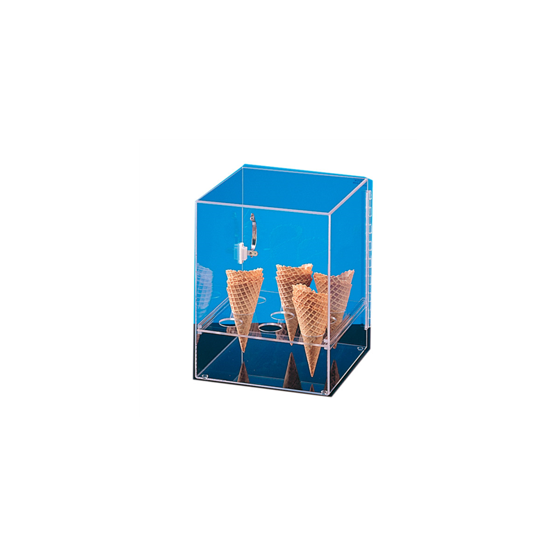 DISPLAY POUR 9 CORNETS DE GLACE AVEC PORTE  31x31x38 CM TRANSPARENT ACRYLIQUE (1 UNITÉ)