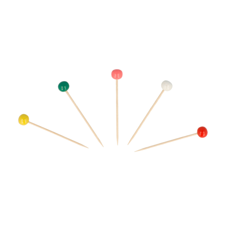 Image PIQUES BOULES COULEURS  6,5 (h) CM ASSORTI BAMBOU (144 UNITÉ) #1