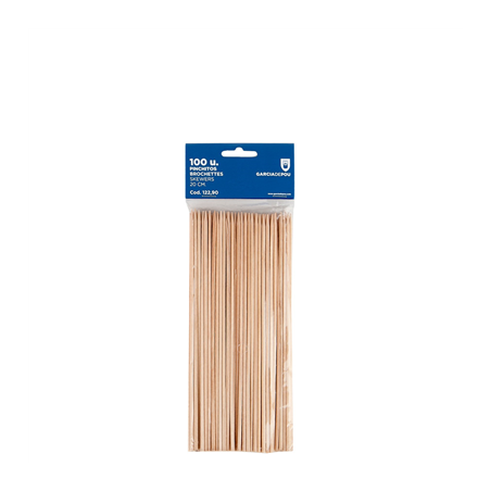 Image PIQUES BROCHETTES  20 CM NATUREL BOIS (100 UNITÉ) #1