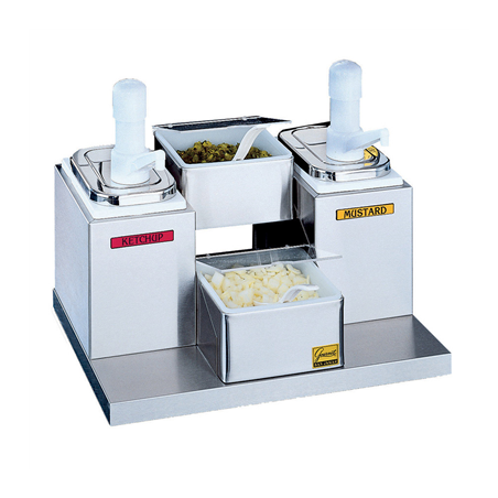 Image POMPE CONDIMENTS 2 POMPES 2 RECIPIENTS 42x30,8x35,6 CM ARGENTE INOX (1 UNITÉ) #1