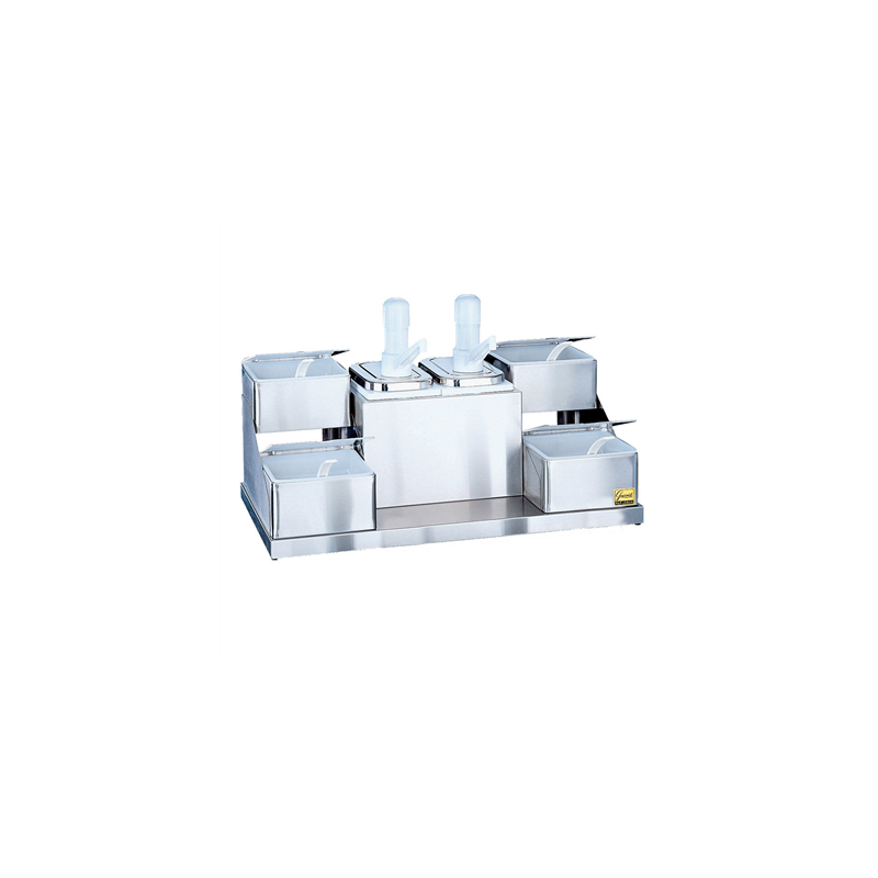 POMPE CONDIMENTS 2 POMPES 4 RECIPIENTS 57x30,8x35,6 CM ARGENTE INOX (1 UNITÉ) POMPE CONDIMENTS 2 POMPES 4 RECIPIENTS 57x30,8x35,6 CM ARGENTE INOX (1 UNITÉ)