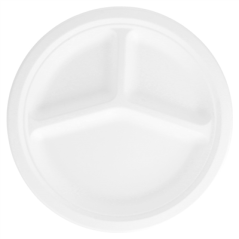 Image ASSIETTES 3 COMPART. 'BIONIC'  Ø 26x2,6 CM BLANC BAGASSE (800 UNITÉ) #3