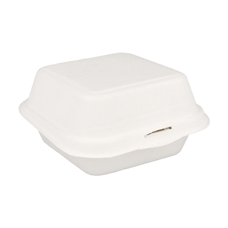 Image COQUILLES HAMBURGER 'BIONIC' 450 ML 15,2x15x8,4 CM BLANC BAGASSE (600 UNITÉ) #1