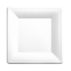 Image ASSIETTES CARRÉES 'BIONIC' 20x20x1 CM BLANC BAGASSE (500 UNITÉ) #1