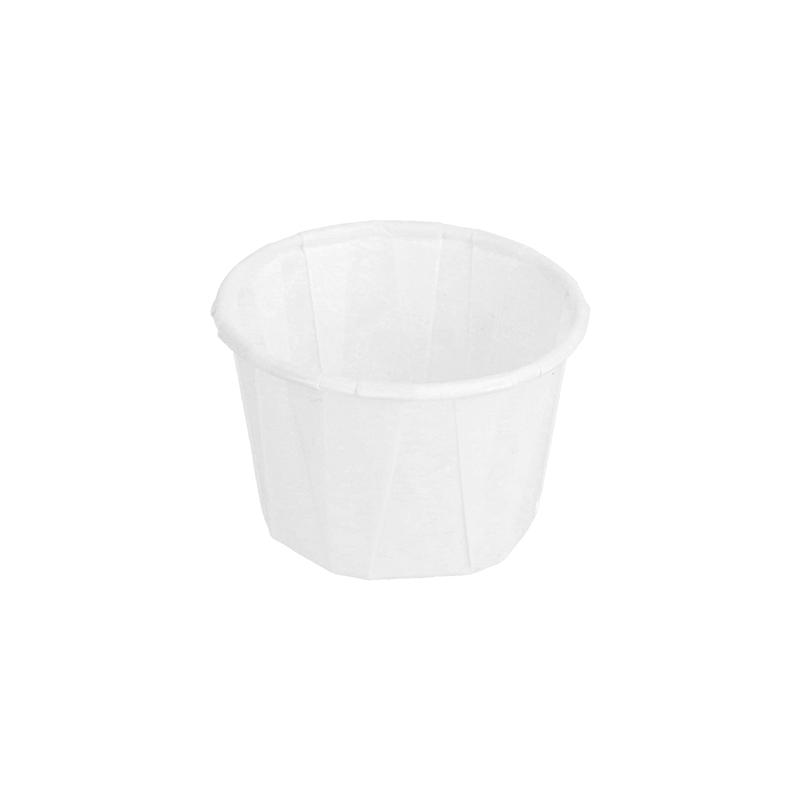 POTS TRAITEUR PAPIER PLISSÉ PFAS FREE 30 ML (1 oz) 80 G/M2 Ø4,4/3,1x2,8 CM BLANC PARCH.INGRAISSABLE (250 UNITÉ)
