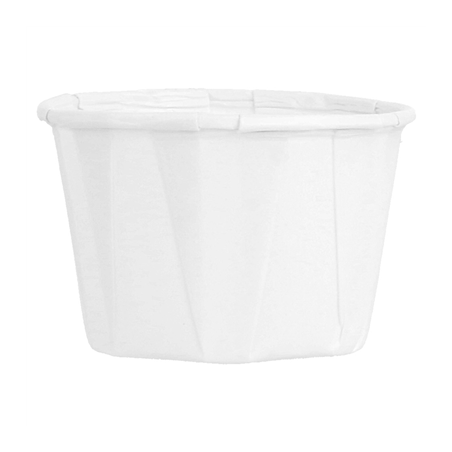 POTS TRAITEUR PAPIER PLISSÉ 45 ML (1,5 oz) 80 G/M2 Ø5/3,6x3,1 CM BLANC PARCH.INGRAISSABLE (250 UNITÉ)