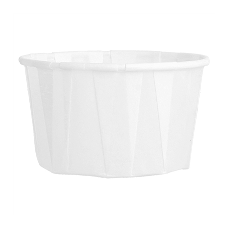 POTS TRAITEUR PAPIER PLISSÉ PFAS FREE 90 ML (3 oz) 80 G/M2 Ø6,5/4,9x3,8 CM BLANC PARCH.INGRAISSABLE (250 UNITÉ)