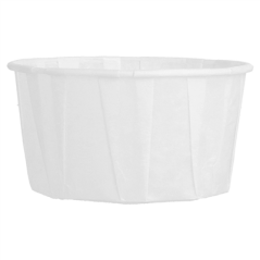 POTS TRAITEUR PAPIER PLISSÉ 100 ML (3,2 oz) 80 G/M2 Ø6,6/5x4,2 CM BLANC PARCH.INGRAISSABLE (250 UNITÉ)