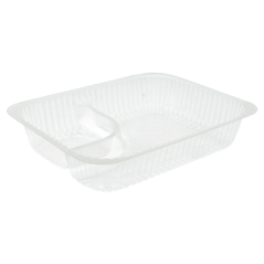 Image BARQUETTES 2 COMPARTIMENTS 'NACHOS'  18,5x14x3,8 CM TRANSPARENT OPS (900 UNITÉ) #1
